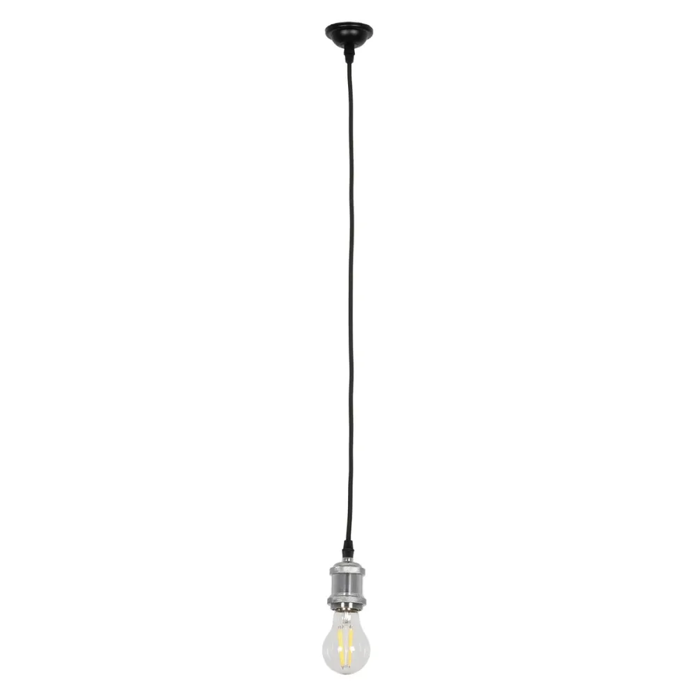 GLOBOSTAR® SUSPENS 115102 Vintage Κρεμαστό Φωτιστικό Οροφής με Ντουί 1 x E27 AC 220-240V IP20 - Ασημί & Μαύρο - Μ6.7 x Π6.7 x Y97cm