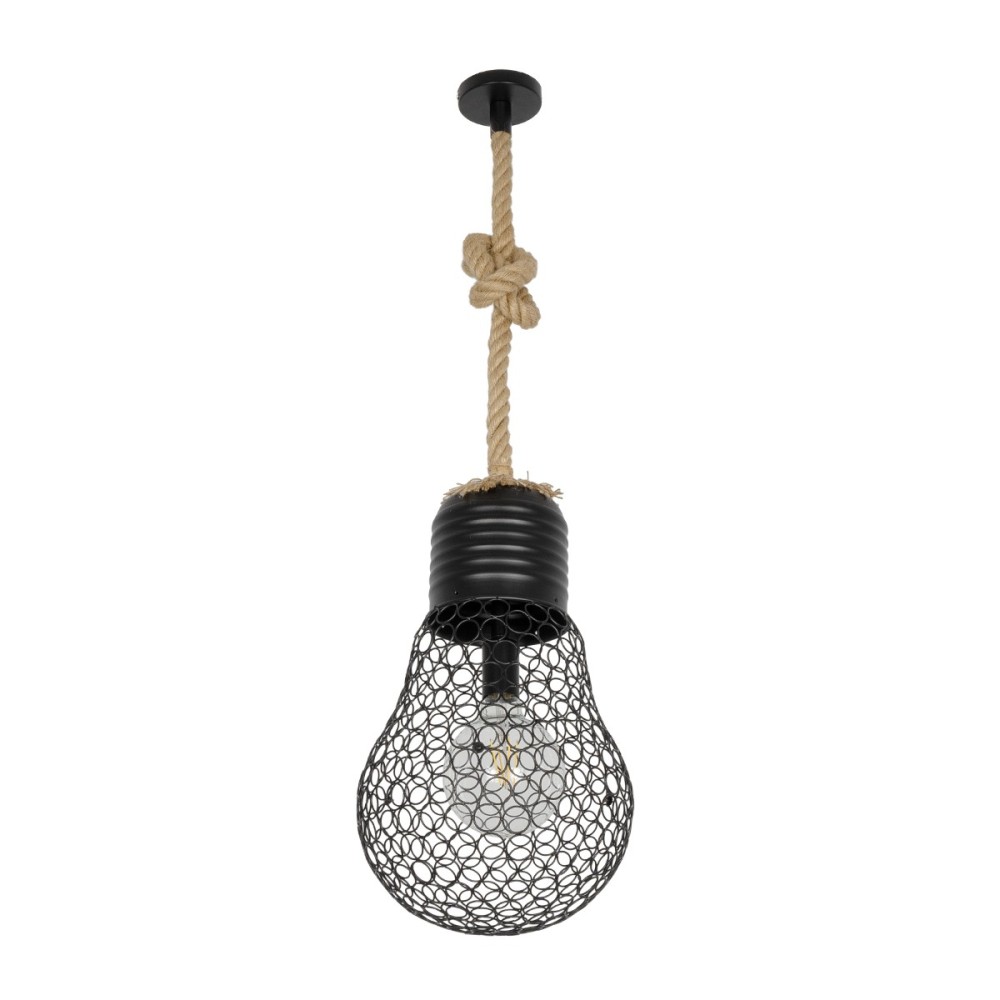 GLOBOSTAR® URBAN 999-0192 Vintage Κρεμαστό Φωτιστικό Οροφής με Ντουί 1 x E27 AC 220-240V IP20 - Μαύρο & Μπεζ - Μ28 x Π28 x Υ80cm