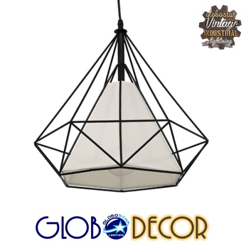GLOBOSTAR® KAIRI 01618 Μοντέρνο Κρεμαστό Φωτιστικό Οροφής με Ντουί 1 x E27 AC 220-240V IP20 - Μαύρο & Λευκό - Μ38 x Π38 x Υ39cm
