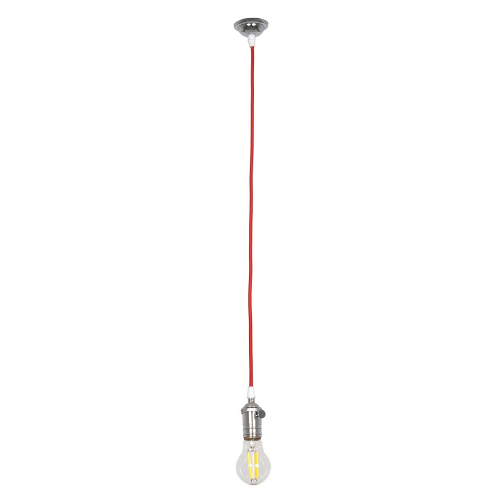 GLOBOSTAR® SUSPENS 115104 Vintage Κρεμαστό Φωτιστικό Οροφής με Ντουί 1 x E27 AC 220-240V IP20 - Ασημί & Κόκκινο - Μ6.7 x Π6.7 x Y97cm