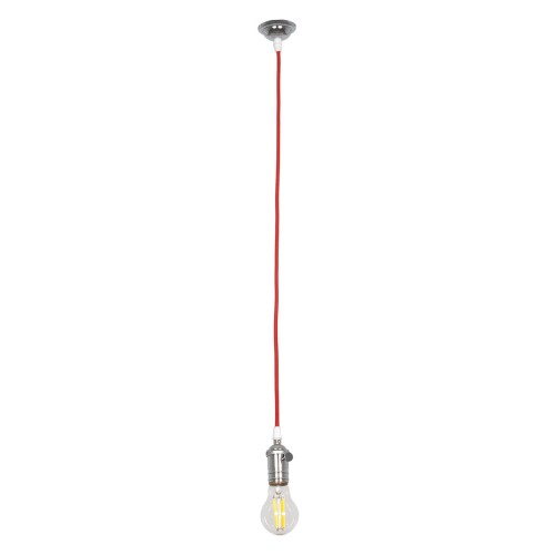 GLOBOSTAR® SUSPENS 115104 Vintage Κρεμαστό Φωτιστικό Οροφής με Ντουί 1 x E27 AC 220-240V IP20 - Ασημί & Κόκκινο - Μ6.7 x Π6.7 x Y97cm