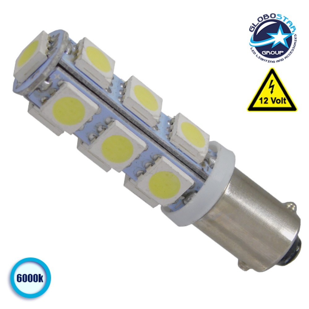 GloboStar® T4W BA9S 37341 Λαμπτήρας LED Ba9s με 13 SMD 5050 IP20 4.5W 450LM 360°Ψυχρό Λευκό GloboStar