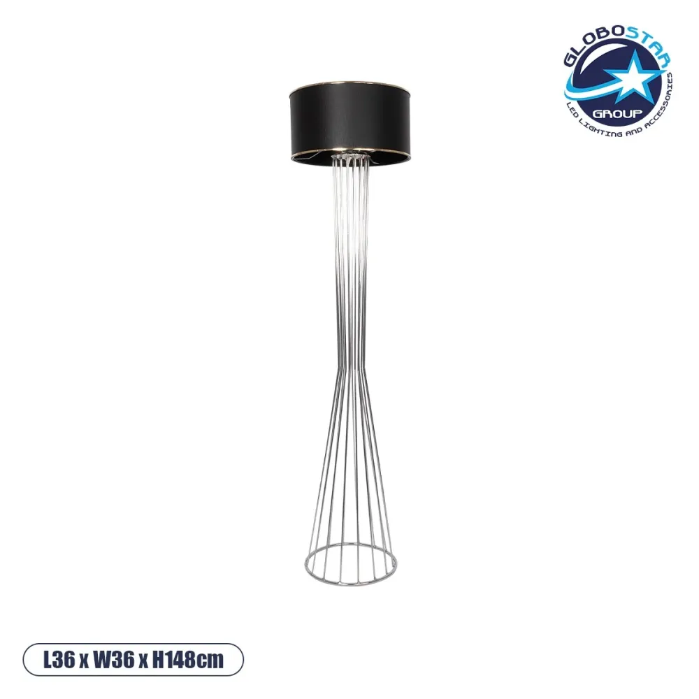 GLOBOSTAR® NOVA 201-0039 Μοντέρνο Επιδαπέδιο Φωτιστικό με Ντουί 1 x E27 AC 220-240V IP20 - Ασημί & Μαύρο - Μ36 x Π36 x Υ148cm