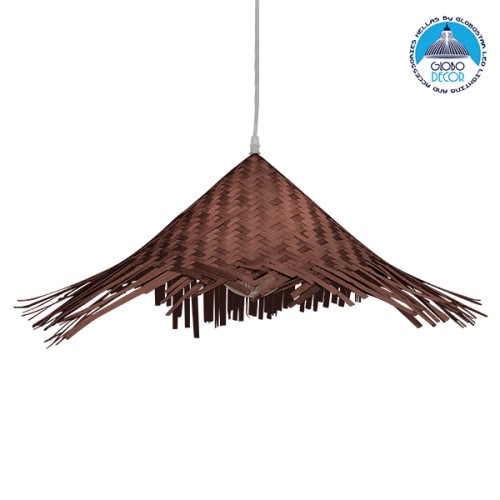 GLOBOSTAR® RICEHAT 01667 Boho Κρεμαστό Φωτιστικό Οροφής με Ντουί 1 x E27 AC 220-240V IP20 - Καφέ - Μ70 x Π70 x Y25cm