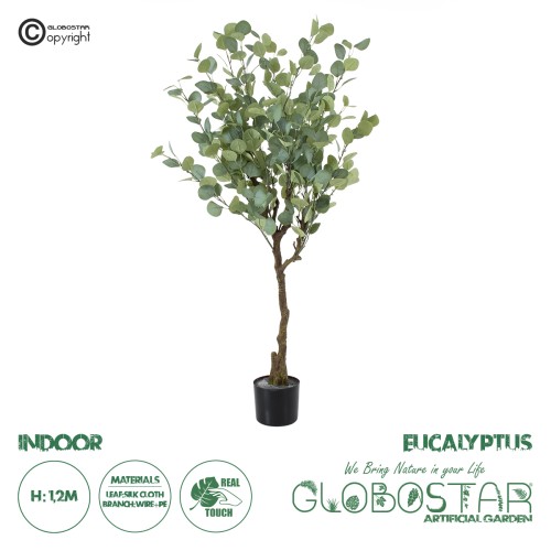 GloboStar® Artificial Garden EUCALYPTUS 20189 Τεχνητό Διακοσμητικό Φυτό Ευκάλυπτος Υ120cm