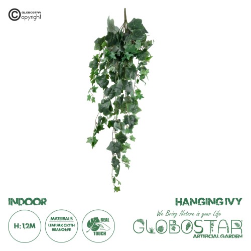GloboStar® Artificial Garden IVY HANGING BRANCH 20244 Τεχνητό Διακοσμητικό Κρεμαστό Φυτό Κισσός Υ120cm