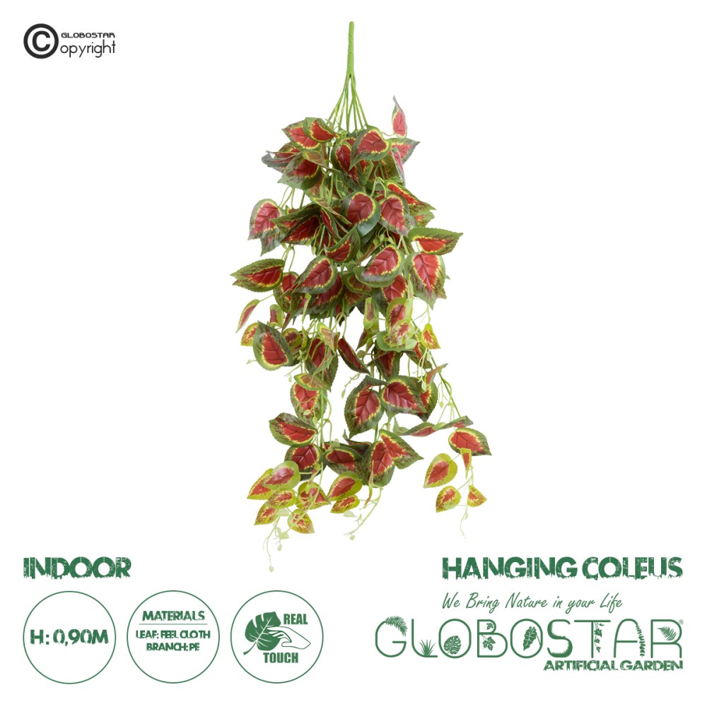 GloboStar® Artificial Garden COLEUS HANGING BRANCH 20255 Τεχνητό Διακοσμητικό Κρεμαστό Φυτό Κολέος Υ90cm
