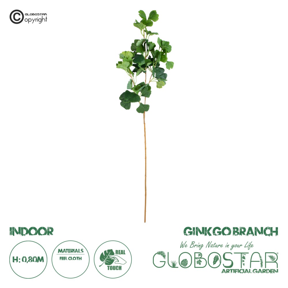GloboStar® Artificial Garden GINKGO BRANCH 20259 Τεχνητό Διακοσμητικό Κλαδί Γκίγκο Π22 x Υ80cm