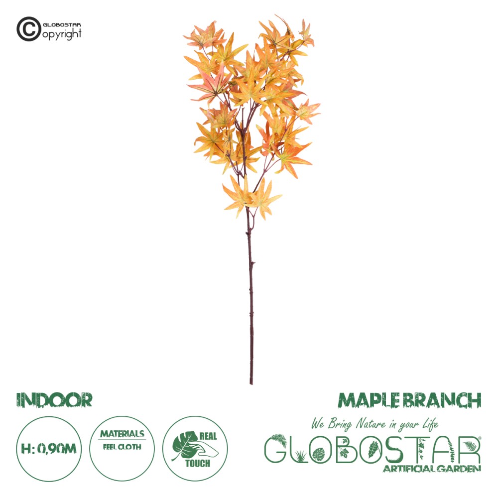 GloboStar® Artificial Garden MAPLE BRANCH 20264 Τεχνητό Διακοσμητικό Κλαδί Σφένδαμου Π25 x Υ90cm