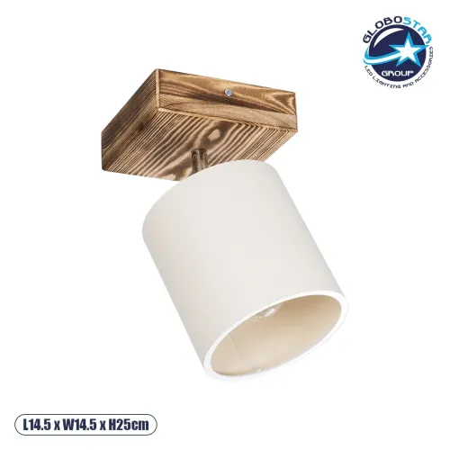GLOBOSTAR® CUP 203-0057 Vintage Φωτιστικό Οροφής με Ντουί 1 x E27 AC 220-240V IP20 - Λευκό & Μπεζ - Μ14.5 x Π14.5 x Υ25cm