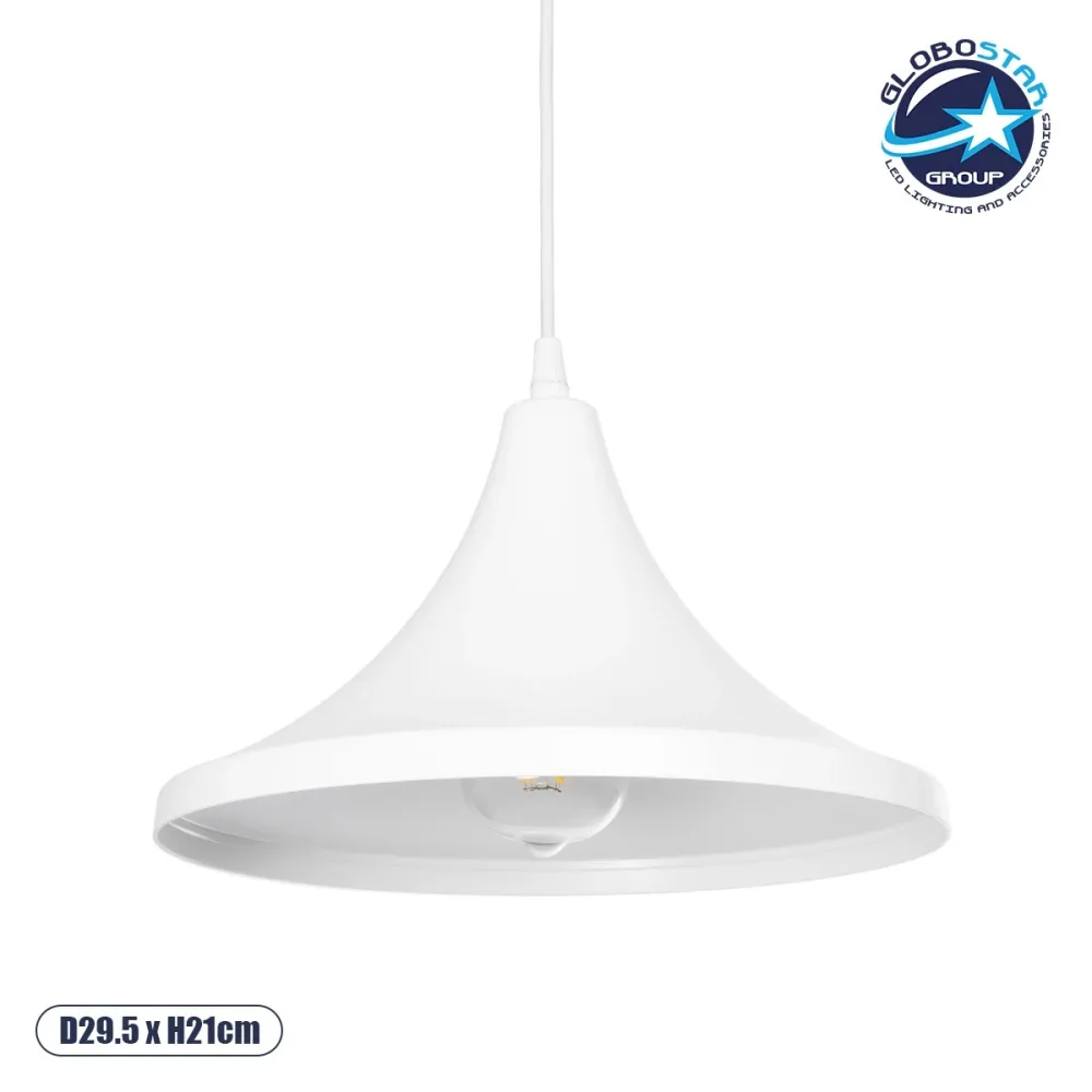 GLOBOSTAR® BELFRY 203-0079 Μοντέρνο Κρεμαστό Φωτιστικό Οροφής με Ντουί 1 x E27 AC 220-240V IP20 - Λεύκο - Μ29.5 x Π29.5 x Υ21cm