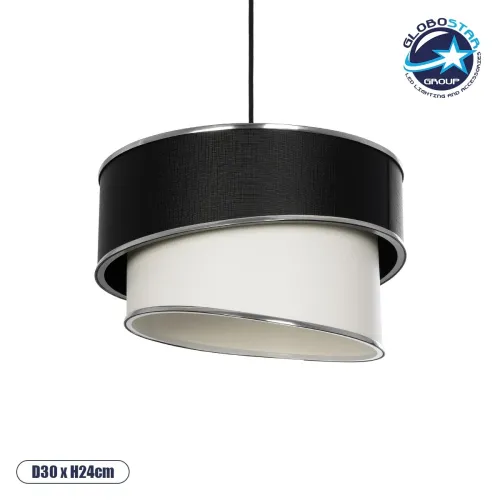GLOBOSTAR® SONIA 203-0118 Μοντέρνο Κρεμαστό Φωτιστικό Οροφής με Ντουί 1 x E27 AC 220-240V IP20 - Λευκό & Μαύρο - Μ30 x Π30 x Υ24cm