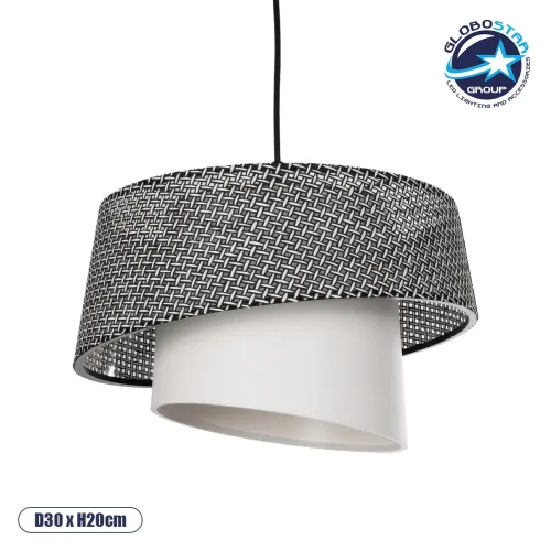 GLOBOSTAR® ALINA 203-0130 Μοντέρνο Κρεμαστό Φωτιστικό Οροφής με Ντουί 1 x E27 AC 220-240V IP20 - Γκρι & Λευκό - Μ30 x Π30 x Υ20cm