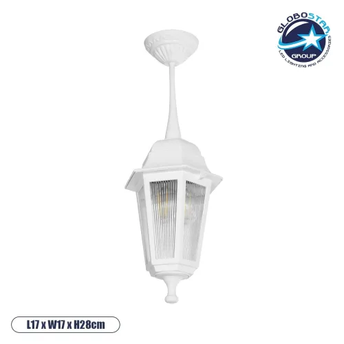 GLOBOSTAR® VITRO 203-0199 Vintage Φωτιστικό Οροφής με Ντουί 1 x E27 AC 220-240V IP44 - Λευκό - Μ17 x Π17 x Υ28cm