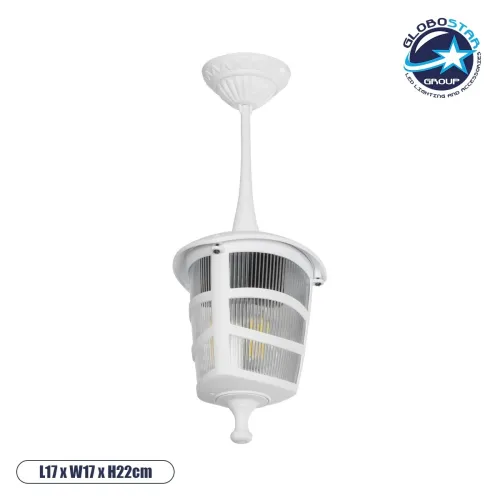 GLOBOSTAR® ZARDIN 203-0237 Vintage Φωτιστικό Οροφής με Ντουί 1 x E27 AC 220-240V IP44 - Λευκό - Μ17 x Π17 x Υ42cm