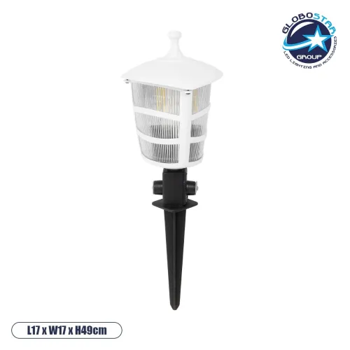 GloboStar® ZARDIN 203-0241 Vintage Καρφωτό Φωτιστικό Φαναράκι Μονόφωτο 1 x E27 IP44 Λευκό & Διάφανο Πλαστικό - Μ17 x Π17 x Υ50cm