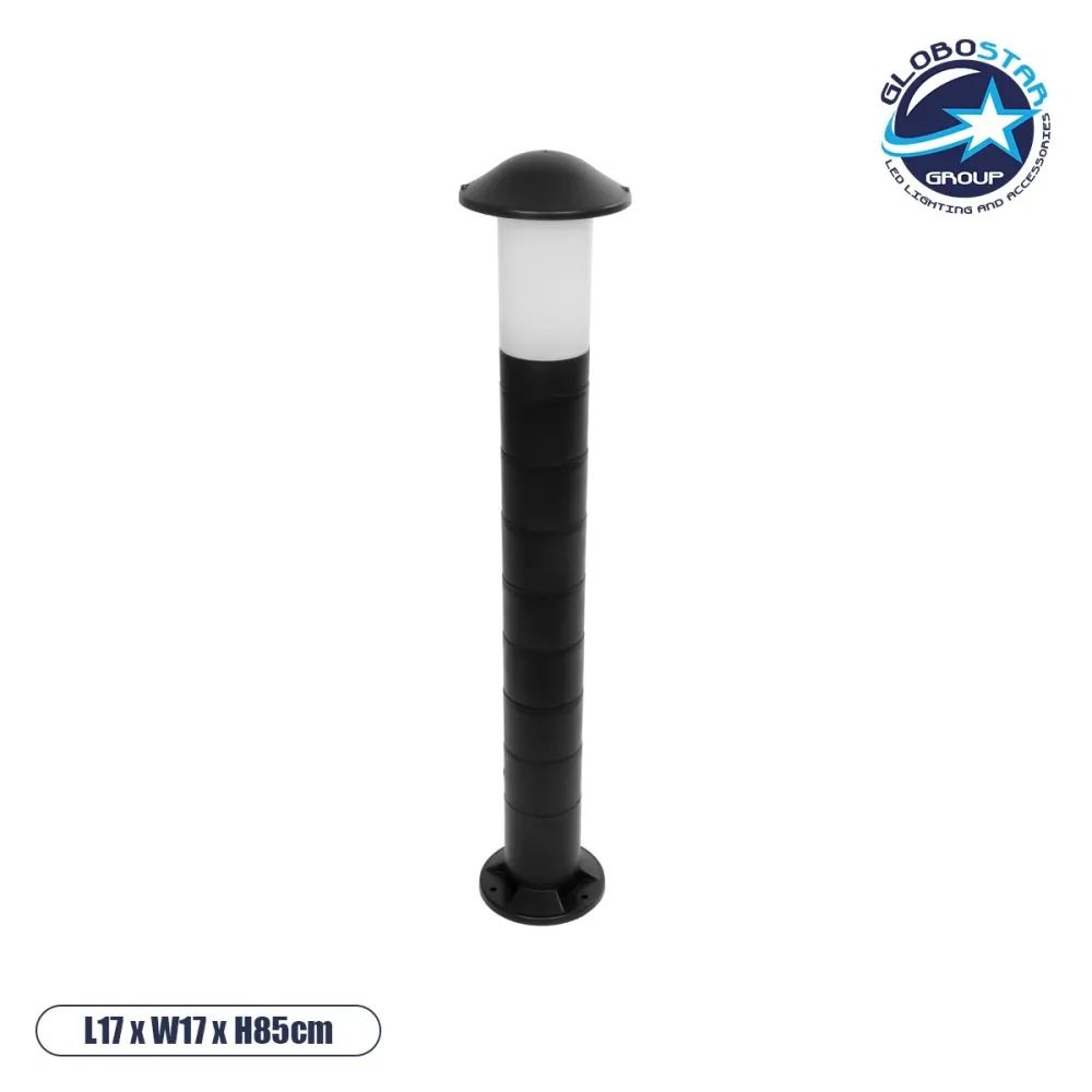 GloboStar® GARDENIO 203-0247 Μοντέρνο Επιδαπέδιο Φωτιστικό Κολωνάκι Κήπου Μονόφωτο 1 x E27 IP44 Μαύρο Πλαστικό - Μ17 x Π17 x Υ85cm