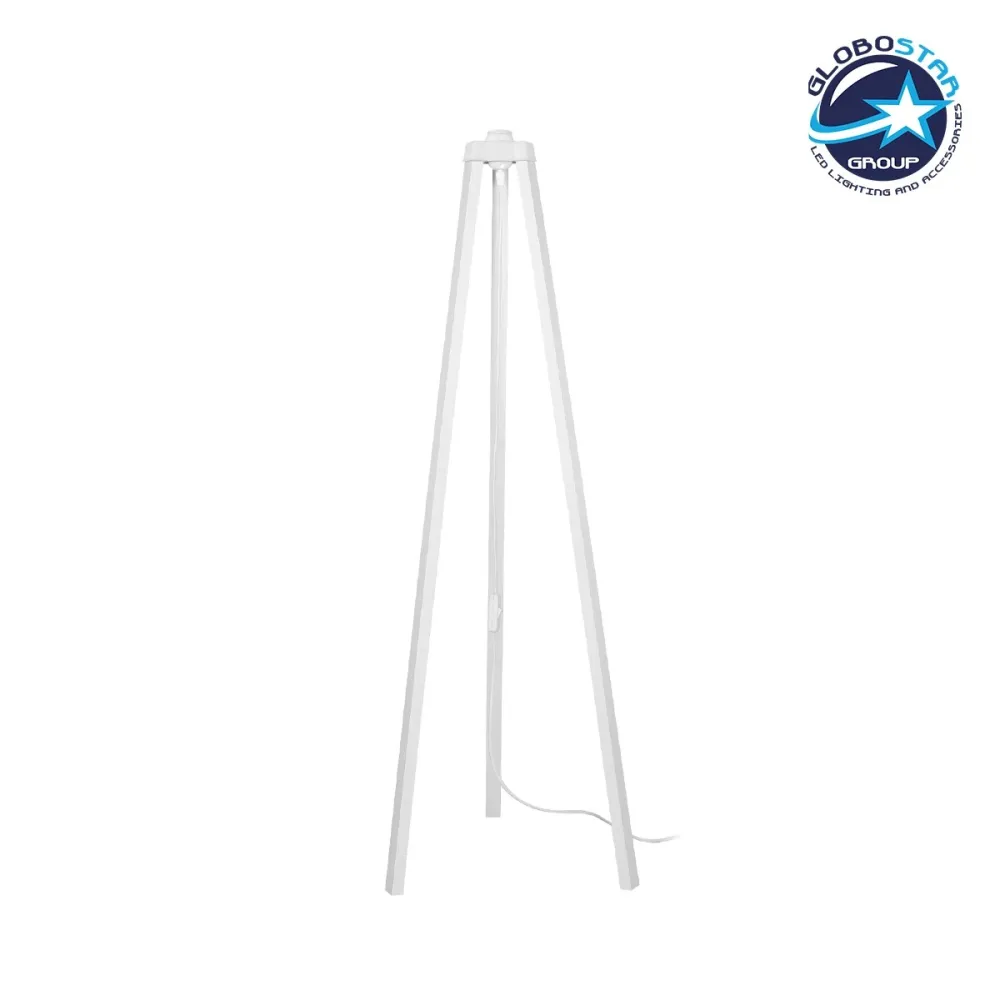 GLOBOSTAR® TRIPOD 203-0259 Μοντέρνο Επιδαπέδιο Φωτιστικό με Ντουί 1 x E27 AC 220-240V IP20 - Λευκό - Μ38 x Π38 x Υ120cm