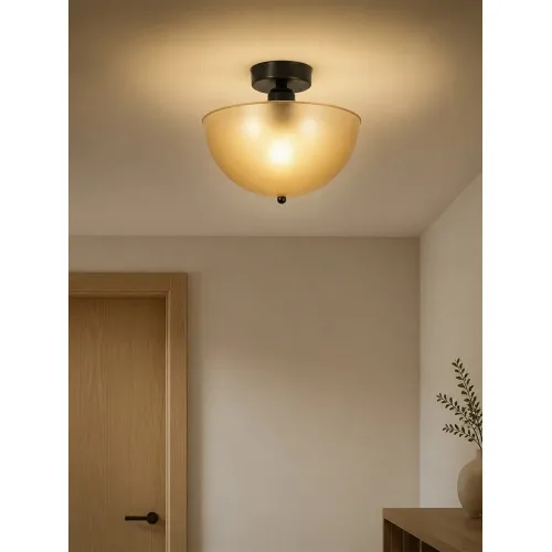 GLOBOSTAR® MEDUSA 203-0306 Μοντέρνο Φωτιστικό Οροφής με Ντουί 1 x E27 AC 220-240V IP20 -Καφέ & Μαύρο - Μ25 x Π25 x 23cm