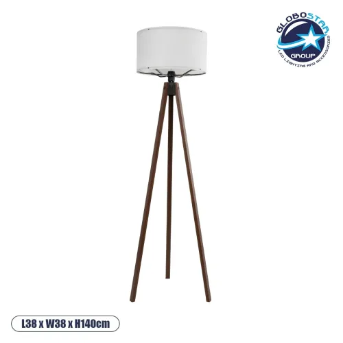 GLOBOSTAR® SAGA 204-0032 Μοντέρνο Επιδαπέδιο Φωτιστικό με Ντουί 1 x E27 AC 220-240V IP20 - Καφέ & Λευκό - Μ38 x Π38 x Υ140cm