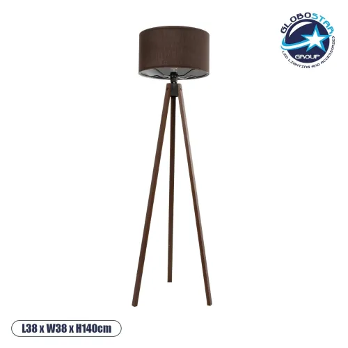 GLOBOSTAR® SAGA 204-0034 Μοντέρνο Επιδαπέδιο Φωτιστικό με Ντουί 1 x E27 AC 220-240V IP20 - Καφέ - Μ38 x Π38 x Υ140cm