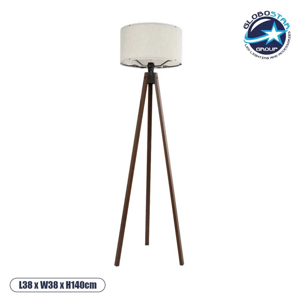 GLOBOSTAR® SAGA 204-0035 Μοντέρνο Επιδαπέδιο Φωτιστικό με Ντουί 1 x E27 AC 220-240V IP20 - Καφέ & Λευκό - Μ38 x Π38 x Υ140cm