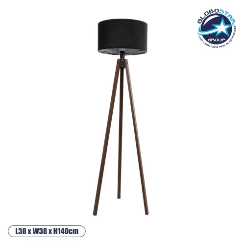 GLOBOSTAR® SAGA 204-0038 Μοντέρνο Επιδαπέδιο Φωτιστικό με Ντουί 1 x E27 AC 220-240V IP20 - Καφέ & Μαύρο - Μ38 x Π38 x Υ140cm
