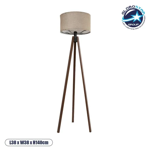 GLOBOSTAR® SAGA 204-0039 Μοντέρνο Επιδαπέδιο Φωτιστικό με Ντουί 1 x E27 AC 220-240V IP20 - Καφέ & Μπεζ - Μ38 x Π38 x Υ140cm
