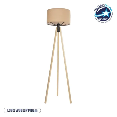 GLOBOSTAR® SAGA 204-0043 Μοντέρνο Επιδαπέδιο Φωτιστικό με Ντουί 1 x E27 AC 220-240V IP20 - Μπεζ - Μ38 x Π38 x Υ140cm