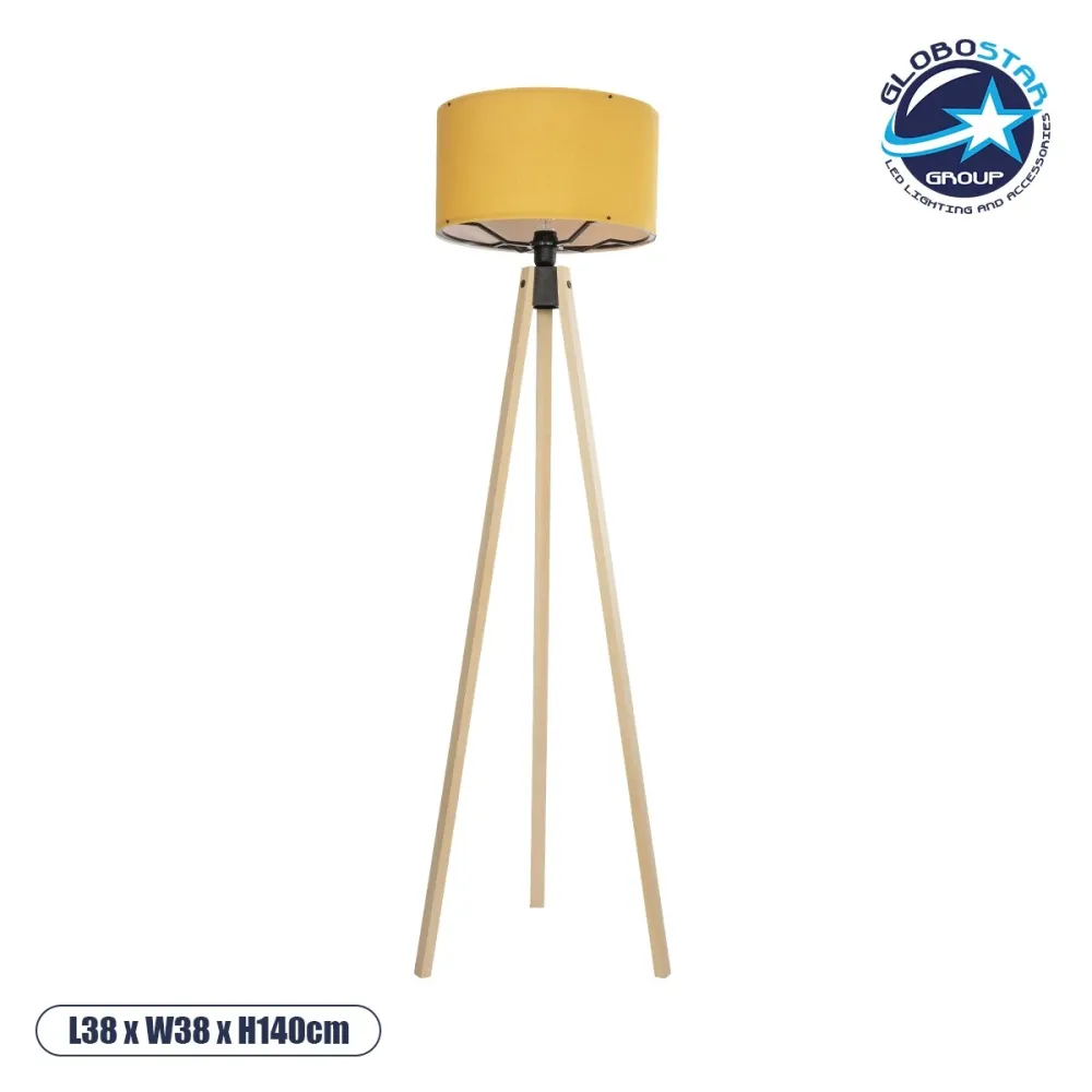 GLOBOSTAR® SAGA 204-0045 Μοντέρνο Επιδαπέδιο Φωτιστικό με Ντουί 1 x E27 AC 220-240V IP20 - Μπεζ & Κίτρινο - Μ38 x Π38 x Υ140cm