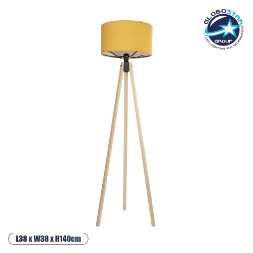 GLOBOSTAR® SAGA 204-0045 Μοντέρνο Επιδαπέδιο Φωτιστικό με Ντουί 1 x E27 AC 220-240V IP20 - Μπεζ & Κίτρινο - Μ38 x Π38 x Υ140cm