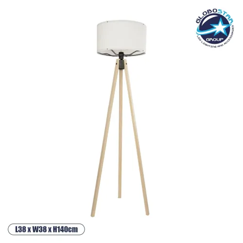 GLOBOSTAR® SAGA 204-0046 Μοντέρνο Επιδαπέδιο Φωτιστικό με Ντουί 1 x E27 AC 220-240V IP20 - Μπεζ & Λευκό - Μ38 x Π38 x Υ140cm