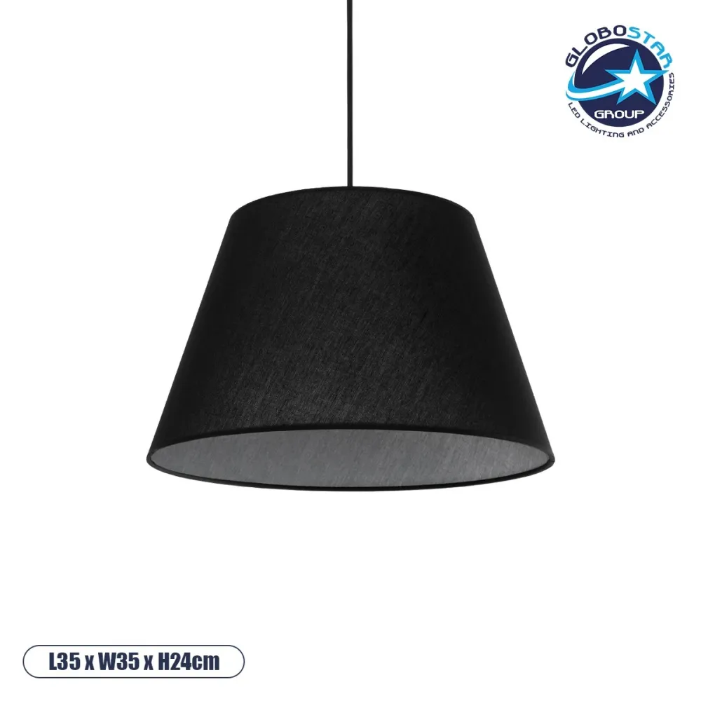 GLOBOSTAR® TRIANGLE 204-0088 Μοντέρνο Κρεμαστό Φωτιστικό Οροφής με Ντουί 1 x E27 AC 220-240V IP20 - Μαύρο - Μ35 x Π35 x Υ24cm