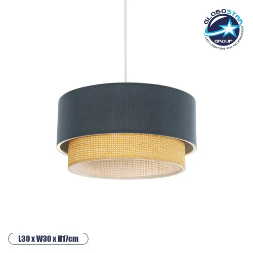 GLOBOSTAR® BIGGIE 204-0094 Μοντέρνο Κρεμαστό Φωτιστικό Οροφής με Ντουί 1 x E27 AC 220-240V IP20 - Μπλε & Μπεζ - Μ30 x Π30 x Υ17cm