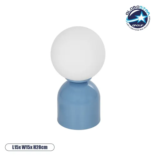 GLOBOSTAR® MAGIC 204-0133 Μοντέρνο Επιτραπέζιο Φωτιστικό Πορτατίφ με Ντουί 1 x E14 AC 220-240V IP20 - Μπλε & Λευκό - Μ15 x Π15 x Υ28cm