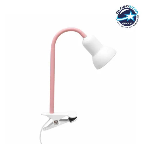 GLOBOSTAR® TAVOLO 204-0154 Παιδικό Επιτραπέζιο Φωτιστικό Πορτατίφ με Ντουί 1 x E14 AC 220-240V IP20 - Ροζ & Λευκό - Μ11 x Π9 x Υ35cm