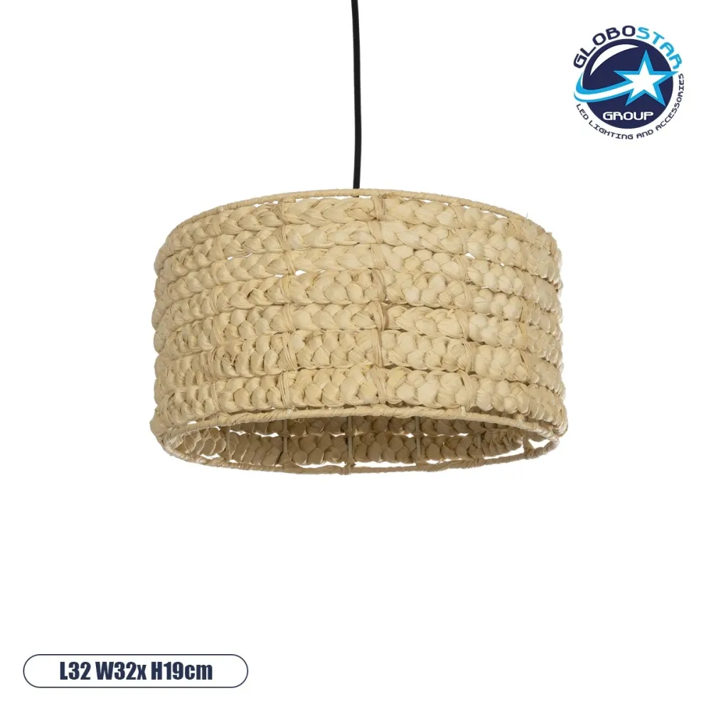 GLOBOSTAR® POMEGRANDE 204-0161 Boho Κρεμαστό Φωτιστικό Οροφής με Ντουί 1 x E27 AC 220-240V IP20 - Μπεζ - Μ32 x Π32 x Υ19cm