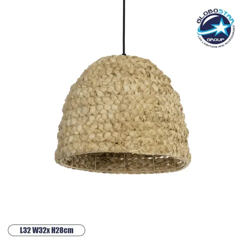GLOBOSTAR® MEKA 204-0163 Boho Κρεμαστό Φωτιστικό Οροφής με Ντουί 1 x E27 AC 220-240V IP20 - Μπεζ - Μ30 x Π30 x Υ25cm