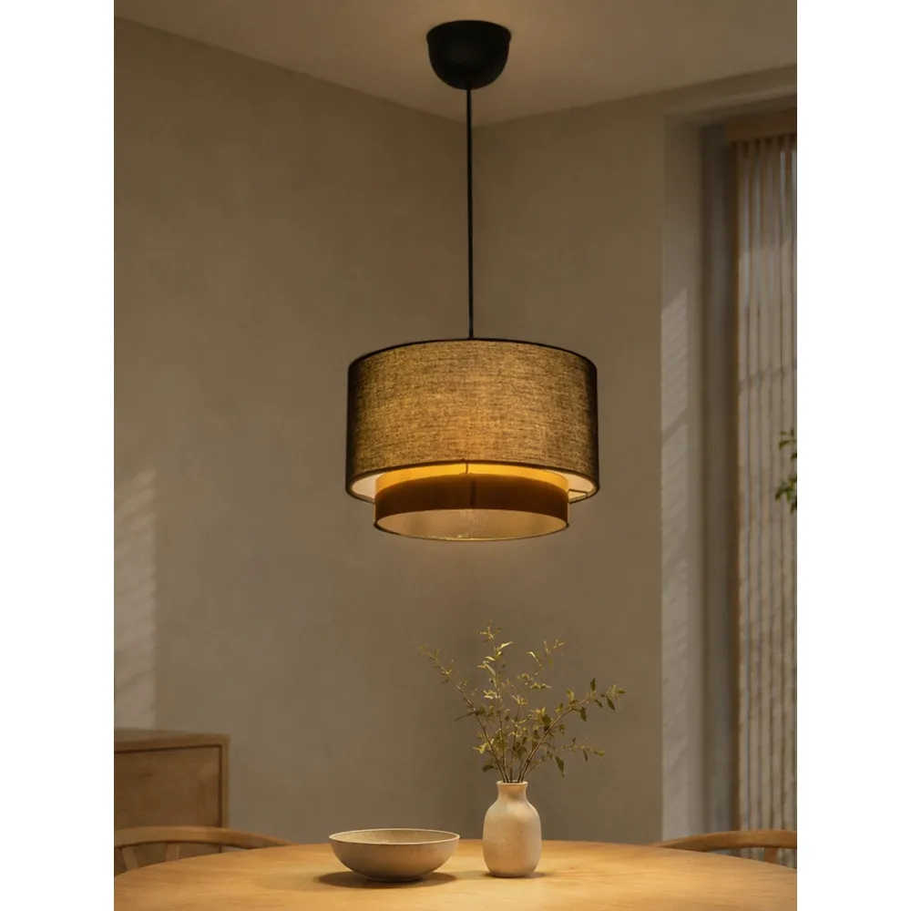 GLOBOSTAR® BASIL 204-0174 Μοντέρνο Κρεμαστό Φωτιστικό Οροφής με Ντουί 1 x E27 AC 220-240V IP20 - Μαύρο & Χρυσό - Μ30 x Π30 x Υ20cm