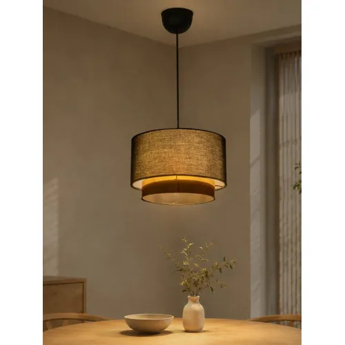 GLOBOSTAR® BASIL 204-0174 Μοντέρνο Κρεμαστό Φωτιστικό Οροφής με Ντουί 1 x E27 AC 220-240V IP20 - Μαύρο & Χρυσό - Μ30 x Π30 x Υ20cm