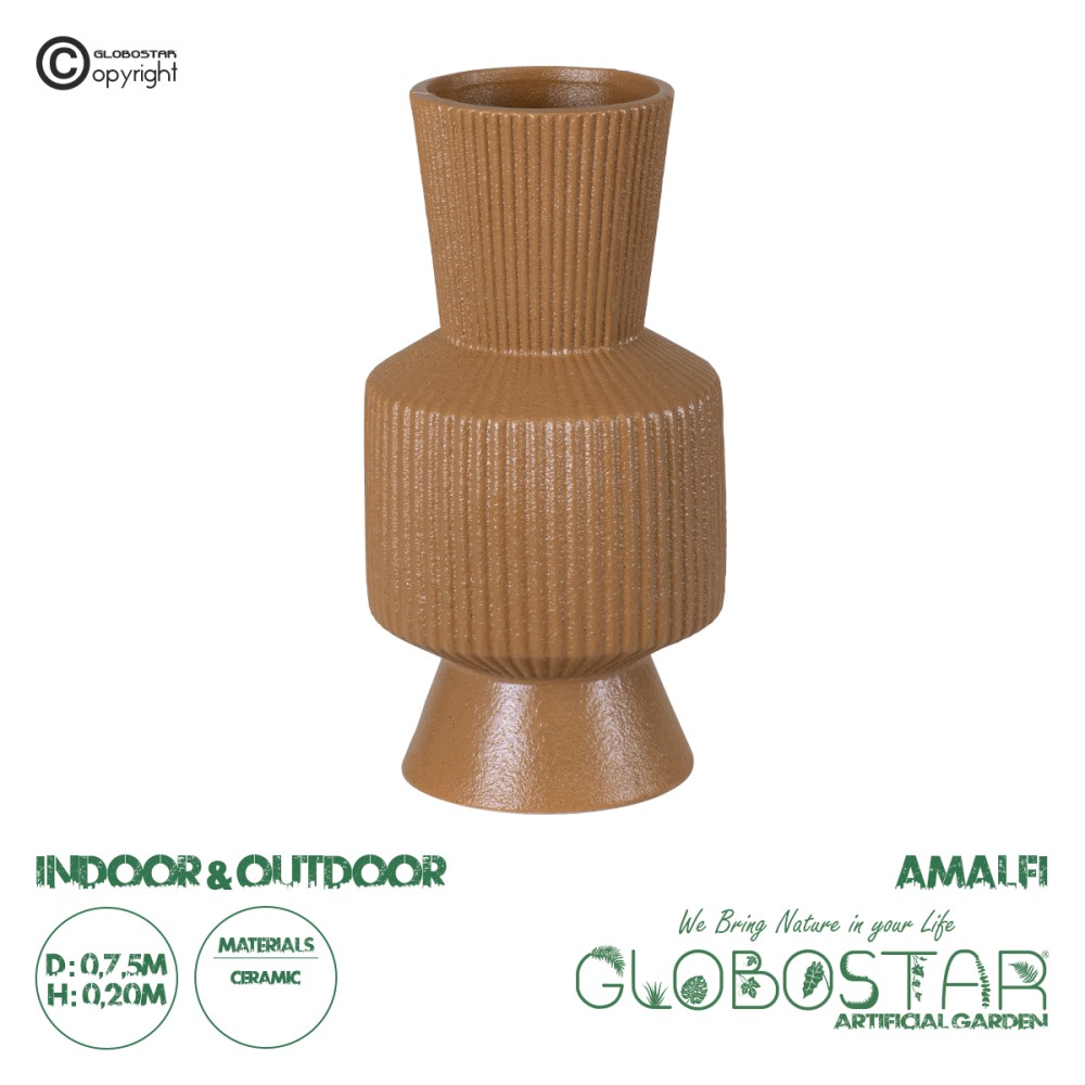 GloboStar® Artificial Garden AMALFI 20469 Πήλινο Κεραμικό Κασπώ Γλάστρα - Flower Pot Κεραμιδί Φ7.5cm x Υ20cm