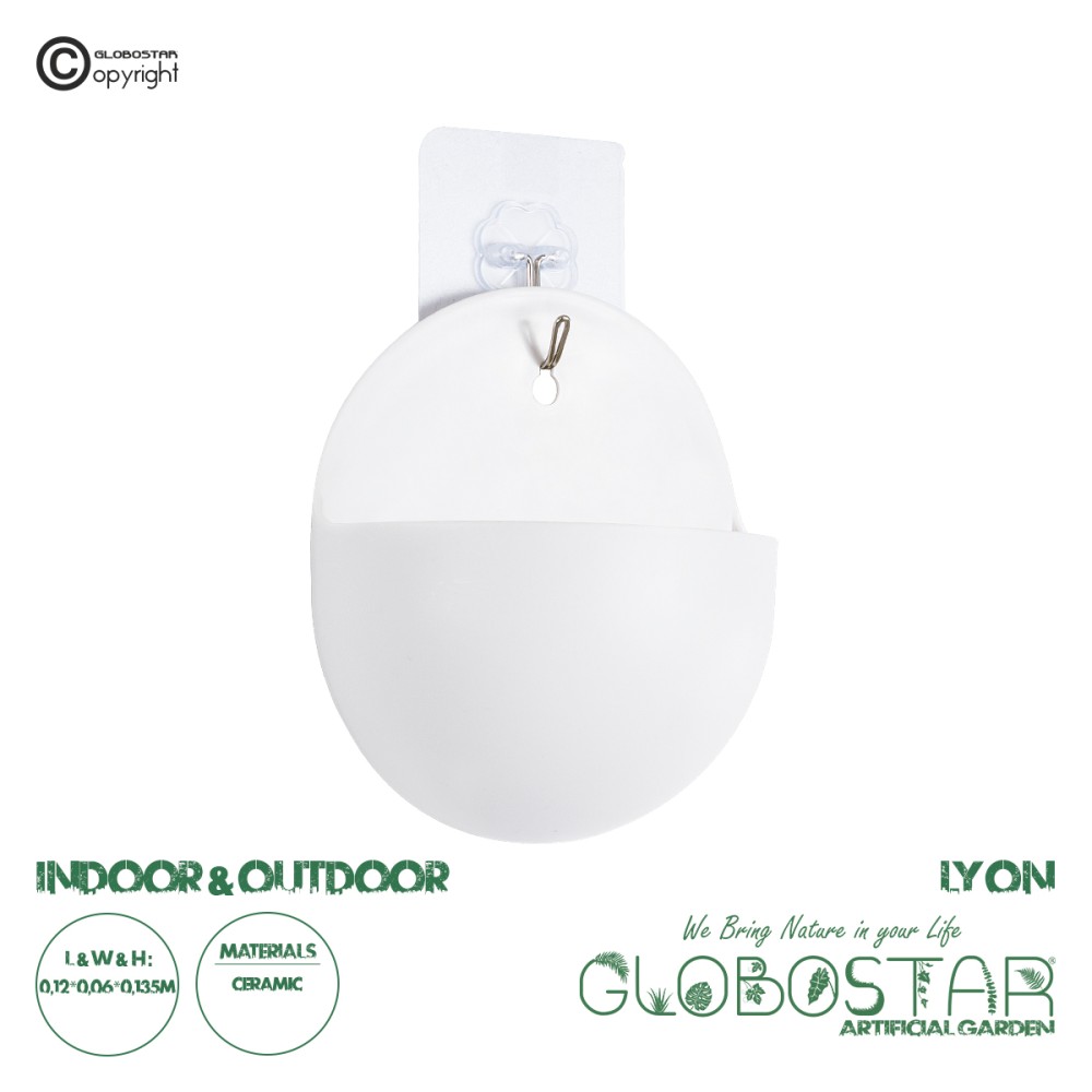 GloboStar® Artificial Garden LYON 20551 Διακοσμητική Πλαστική Γλάστρα -  Λευκό - Μ12 x Π6 x Υ13.5cm