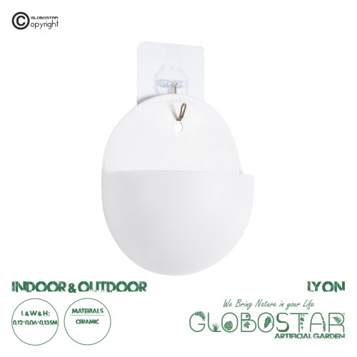 GloboStar® Artificial Garden LYON 20551 Διακοσμητική Πλαστική Γλάστρα -  Λευκό - Μ12 x Π6 x Υ13.5cm