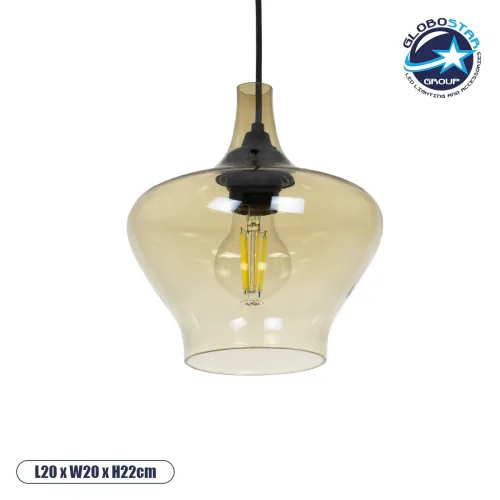 GLOBOSTAR® OVOCE 206-0033 Μοντέρνο Κρεμαστό Φωτιστικό Οροφής με Ντουί 1 x E27 AC 220-240V IP20 - Mελί - Μ20 x Π20 x Υ22cm