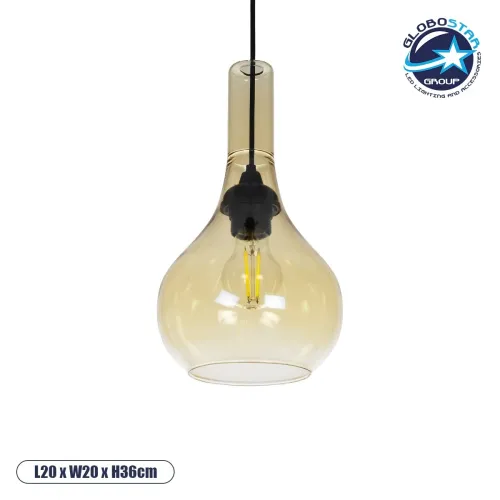 GLOBOSTAR® ΤΟΝΕ 206-0035 Μοντέρνο Κρεμαστό Φωτιστικό Οροφής με Ντουί 1 x E27 AC 220-240V IP20 - Mελί - Μ20 x Π20 x Υ36cm