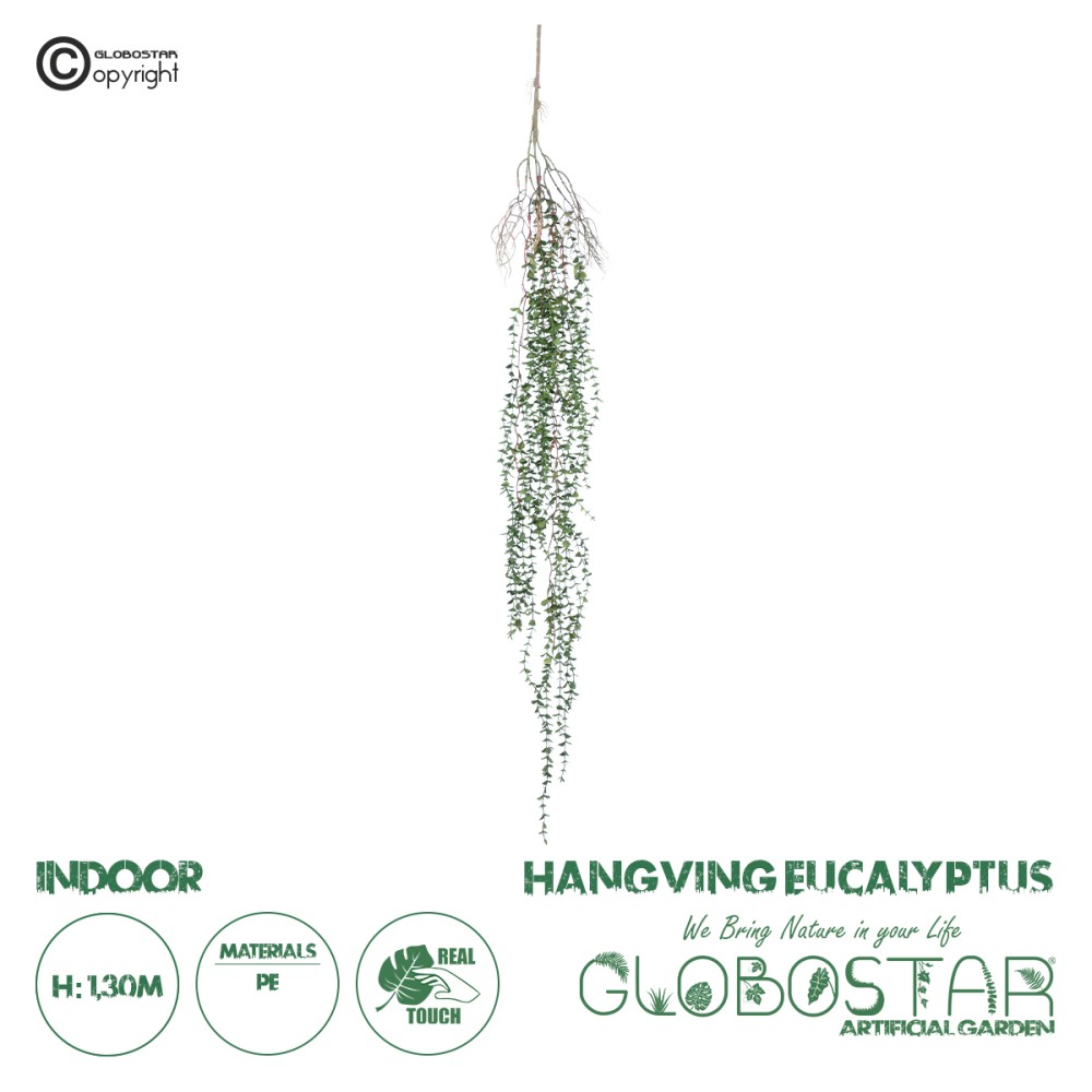 GloboStar® Artificial Garden EUCALYPTUS HANGING PLANT 20618 Τεχνητό Διακοσμητικό Κρεμαστό Φυτό Ευκάλυπτος Υ130cm