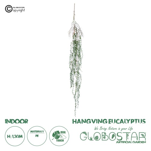 GloboStar® Artificial Garden EUCALYPTUS HANGING PLANT 20618 Τεχνητό Διακοσμητικό Κρεμαστό Φυτό Ευκάλυπτος Υ130cm