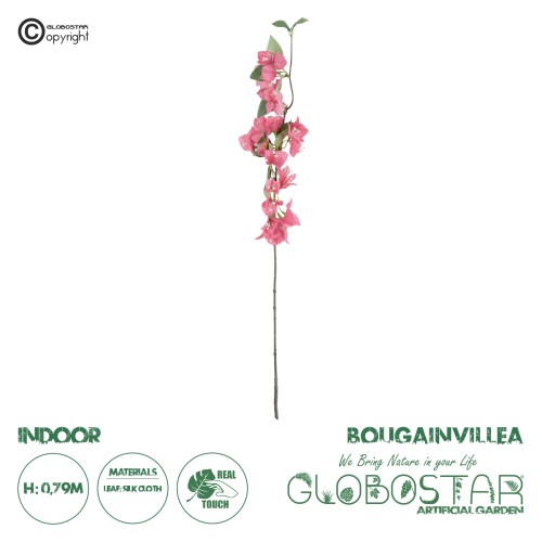 GloboStar® Artificial Garden BOUGANVILLEA BRANCH  20653 Τεχνητό Διακοσμητικό Κλαδί Βουκαμβίλιας Y79cm