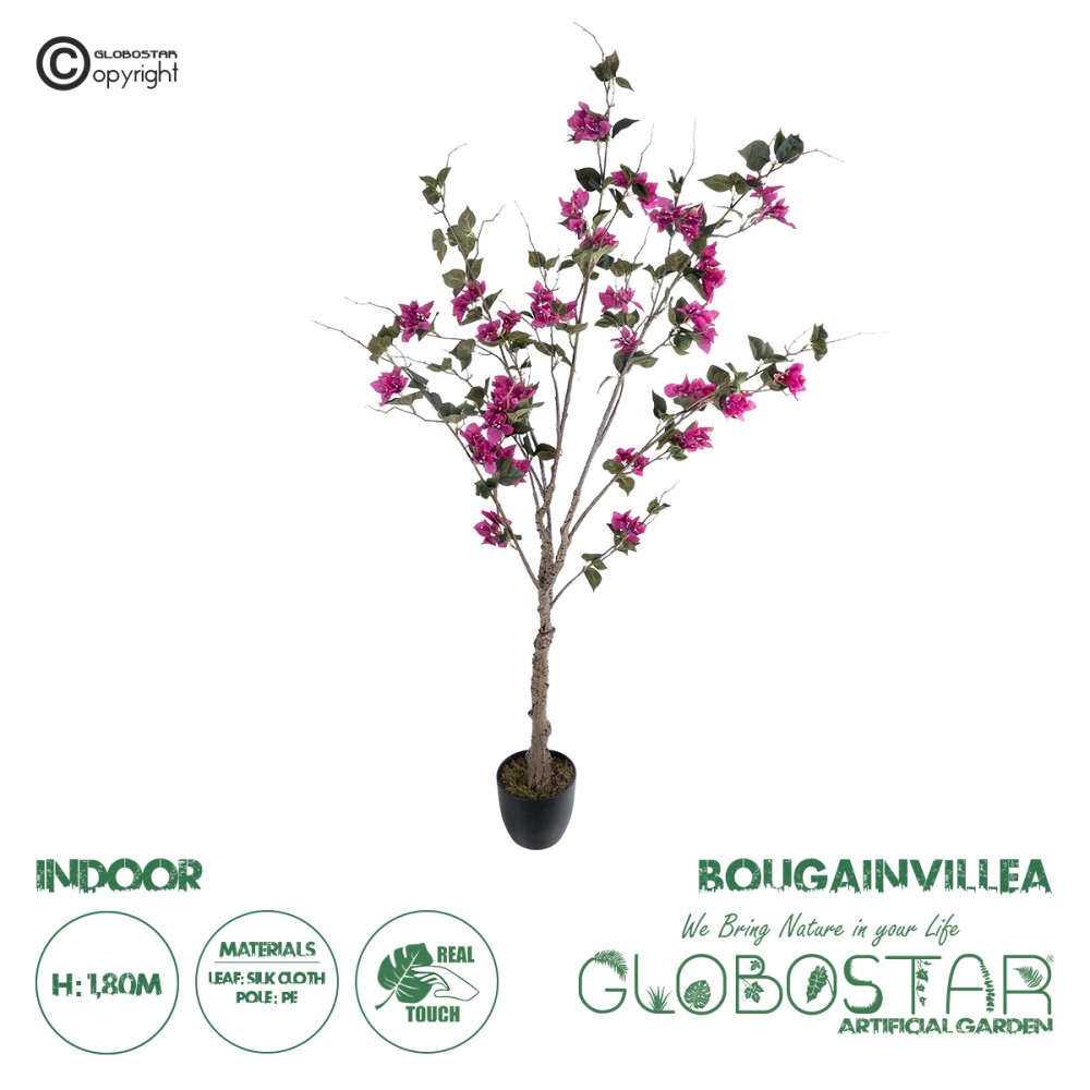 GloboStar® Artificial Garden BOUGAUVILLEA 20676 Τεχνητό Διακοσμητικό Φυτό με Ανθη Μπουκανβίλιας Φουξ Υ180cm