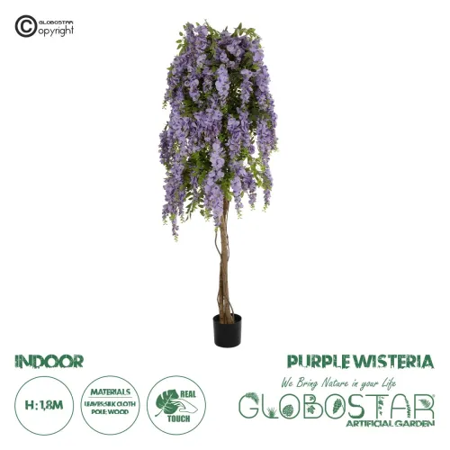 GloboStar® Artificial Garden WISTERIA PURPLE 20682 Τεχνητό Διακοσμητικό Δέντρο Μωβ Βιστερία Μ60 x Π60 x Υ180cm